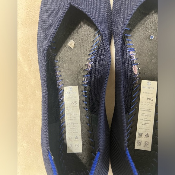 Rothy’s The Flat Round Toe Flats Navy Blue Knit Women’s Size 5 Sustainable Shoes - Picture 7 of 11